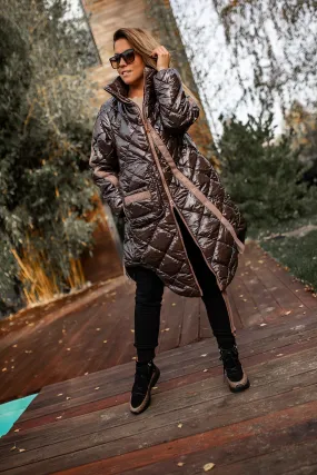 Trend: Stepp-Mantel mit Tasche und hohem Kragen von BASTET braun